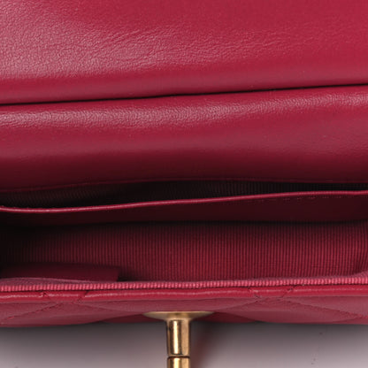 Chanel Calfskin Quilted Lady Handle Flap Card Holder With Chain Dark Pink 4 of 4
