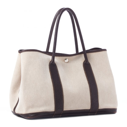 Hermes Toile Buffle Gala Garden Party Tote 36 MM Marron Fonce 3 of 8