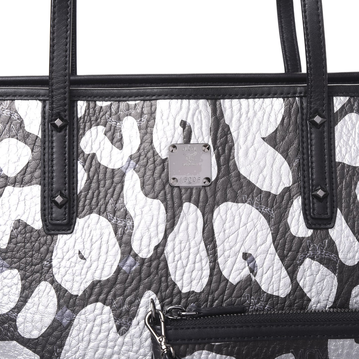Visetos Metallic Leopard Print Medium Anya Shopper Tote Black