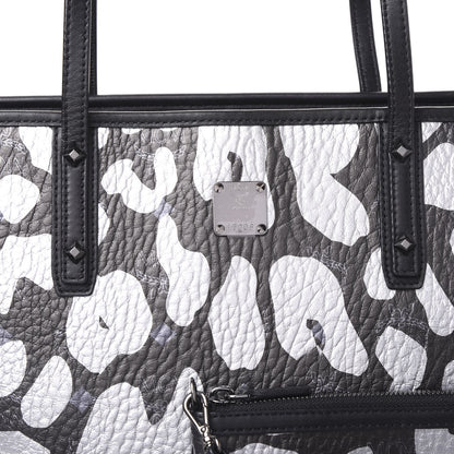 MCM Visetos Metallic Leopard Print Medium Anya Shopper Tote Black 12 of 12