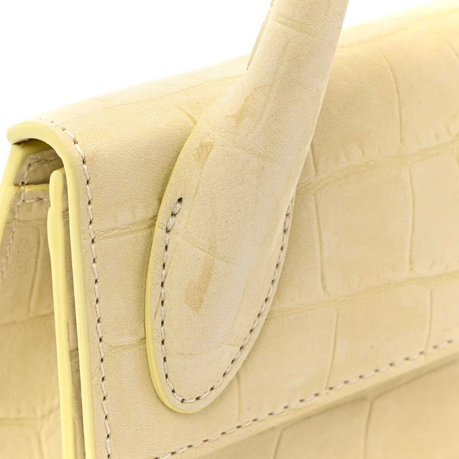 Jacquemus Calfskin Crocodile Embossed Le Chiquito Long Pale Yellow 13 of 14