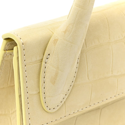 Jacquemus Calfskin Crocodile Embossed Le Chiquito Long Pale Yellow 13 of 14