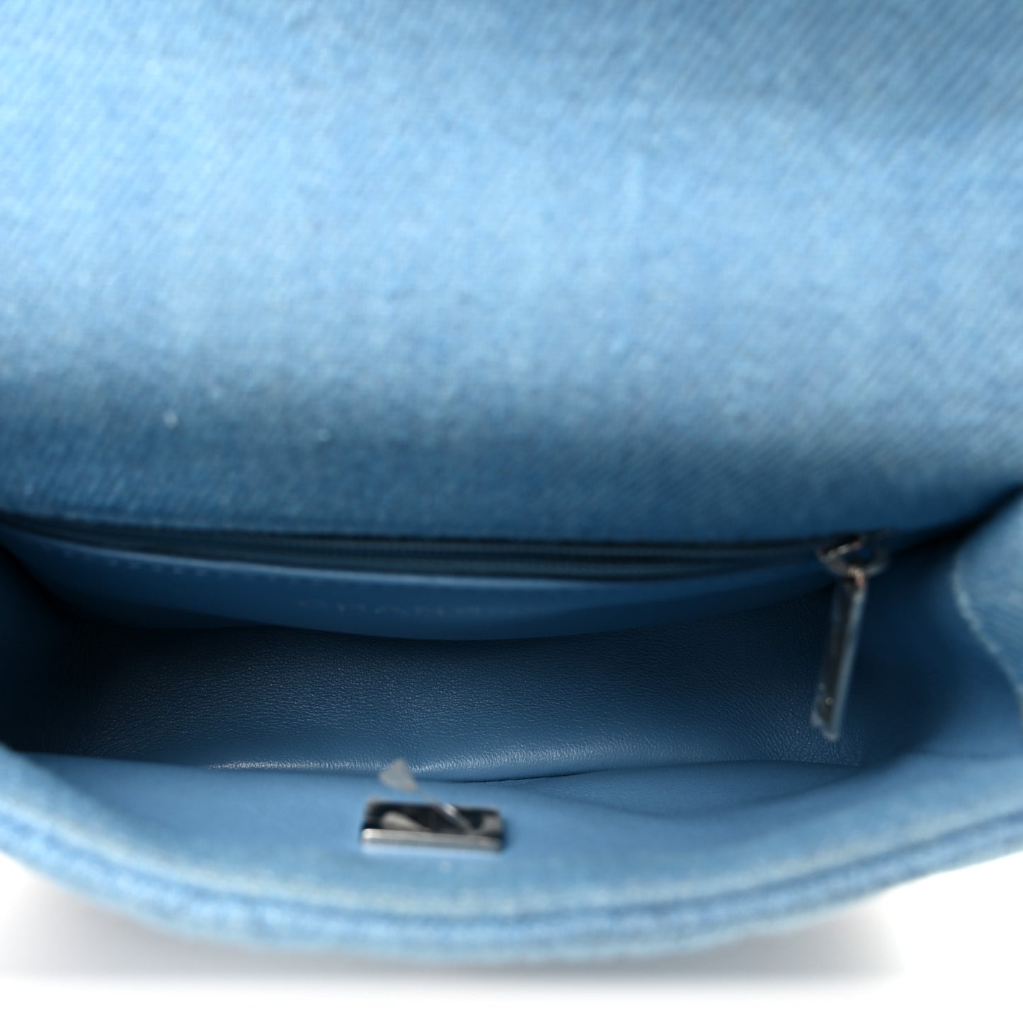 Denim Quilted Sweetheart Mini Flap Blue