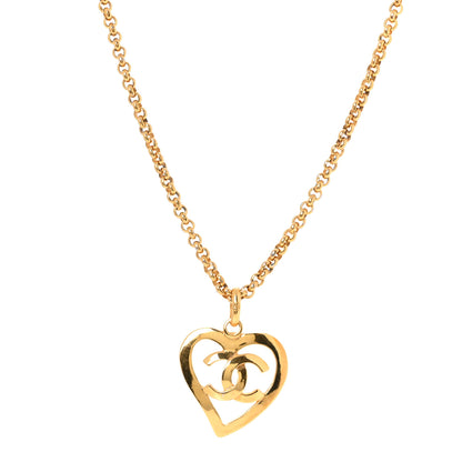 Chanel CC Heart Chain Pendant Necklace Gold 1 of 5