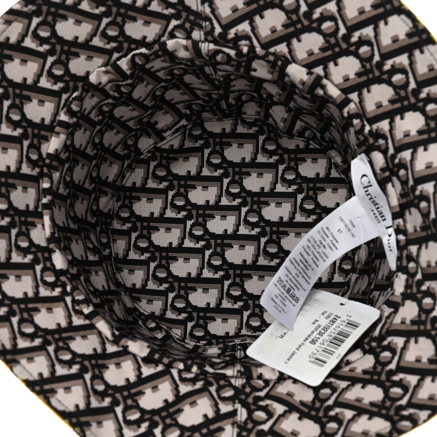 Oblique Check'N'Dior Reversible Teddy-D Brim Bucket Hat 57 Blue Yellow