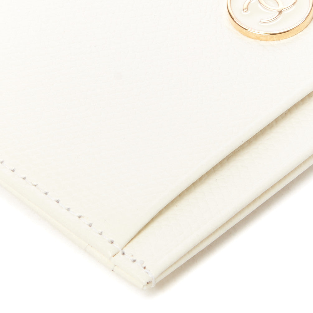 Chanel Calfskin CC Button Card Holder Case Off White 9 of 11
