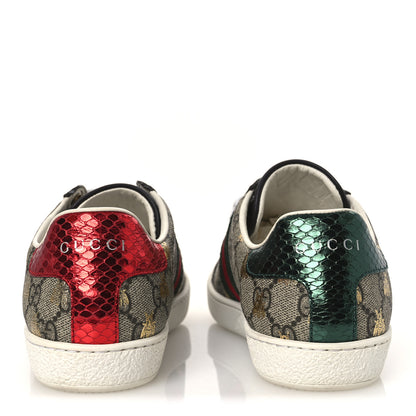 Gucci GG Supreme Monogram Bees Ayers Web Womens Ace Sneakers 36 Beige Oro Green Red 6 of 11