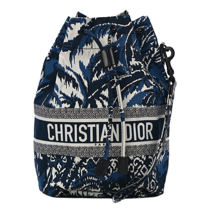 Christian Dior Technical Fabric Embroidered Palm Tree Toile De Jouy DiorTravel Pouch Blue 1 of 11