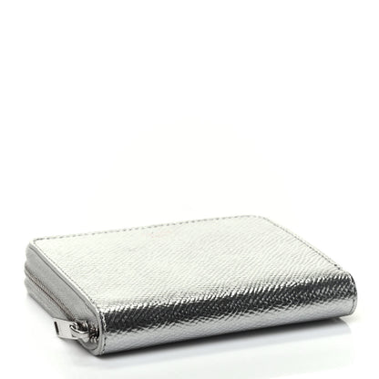 Celine Laminated Grained Calfskin Compact Zipped Wallet Silver 3 of 4