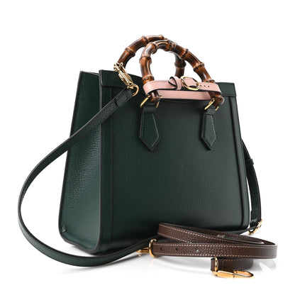 Gucci Textured Dollar Calfskin Web Small Diana Tote Bag Vintage Green Powder Pink 3 of 10