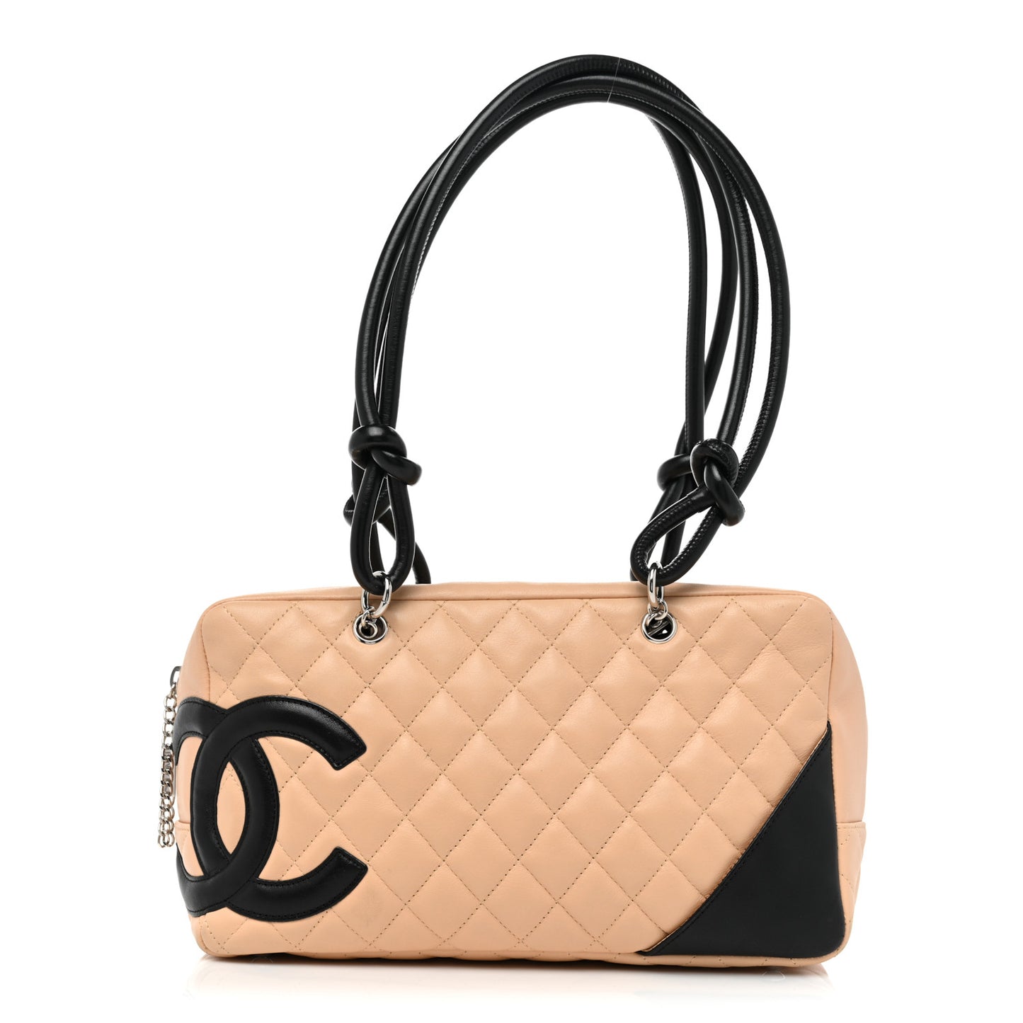 Calfskin Quilted Large Cambon Bowler Beige Black