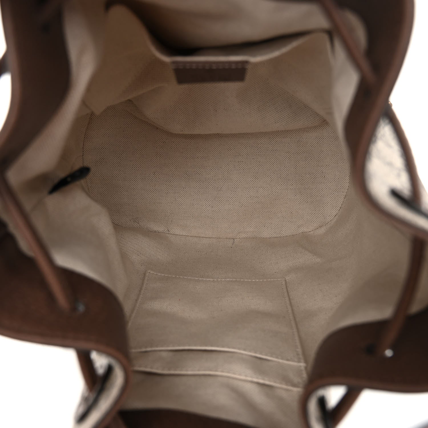 Gucci GG Supreme Monogram Neo Vintage Drawstring Bucket Backpack Beige New Acero Crop 5 of 9