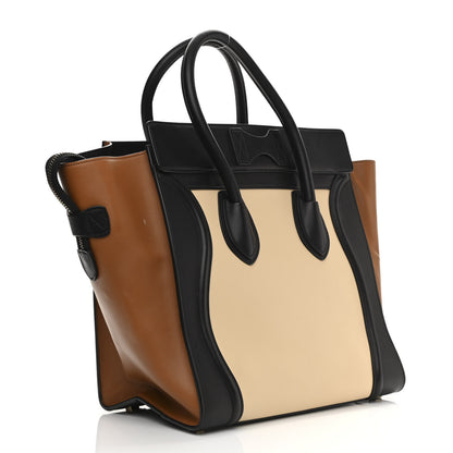 Celine Satin Calfskin Mini Tri-Color Luggage Seashell 2 of 12