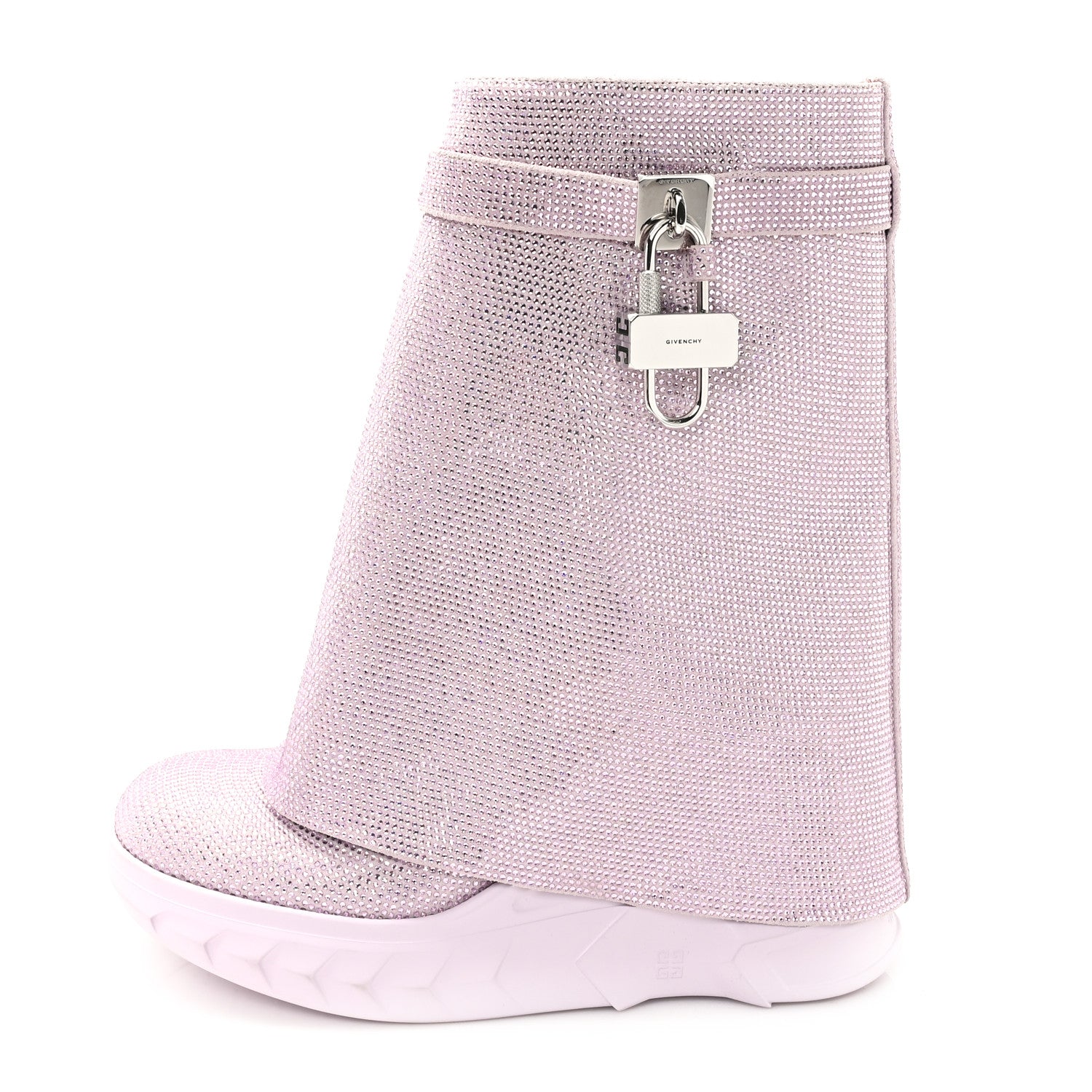 Givenchy Suede Strass Shark Lock Biker Ankle Boots 40 Pink 1704460