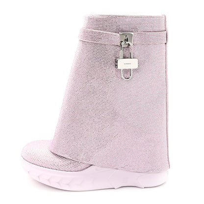 Givenchy Suede Strass Shark Lock Biker Ankle Boots 40 Pink 1 of 9