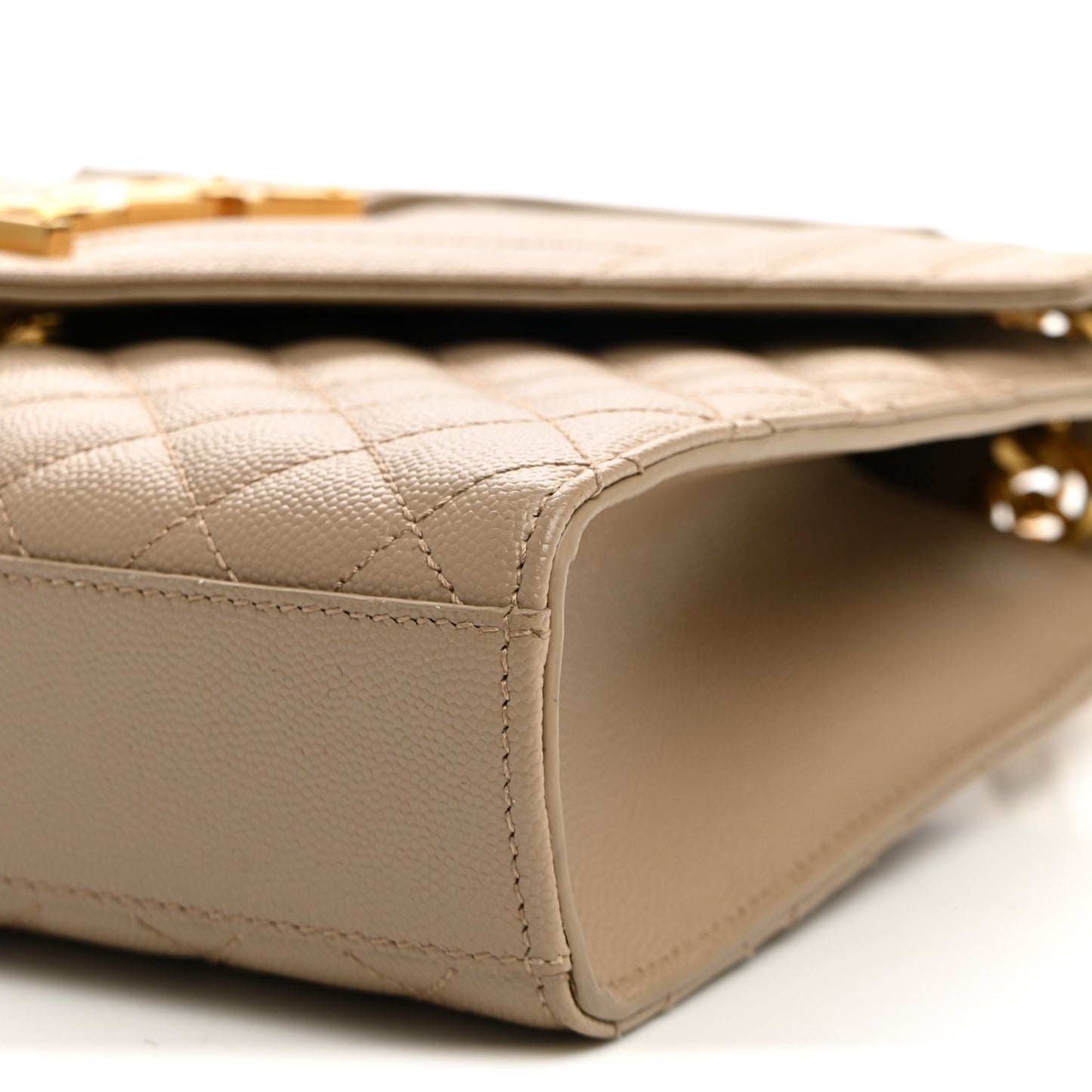 Grain De Poudre Textured Mixed Matelasse Medium Triquilt Monogram Satchel Dark Beige
