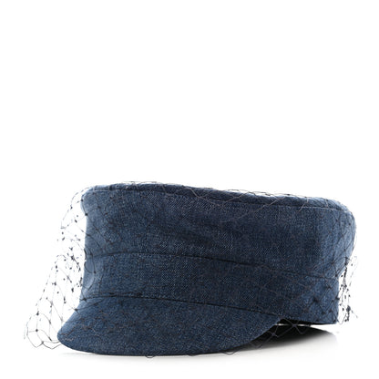 Christian Dior Denim Arty Veil Cap 58 Blue 1 of 9