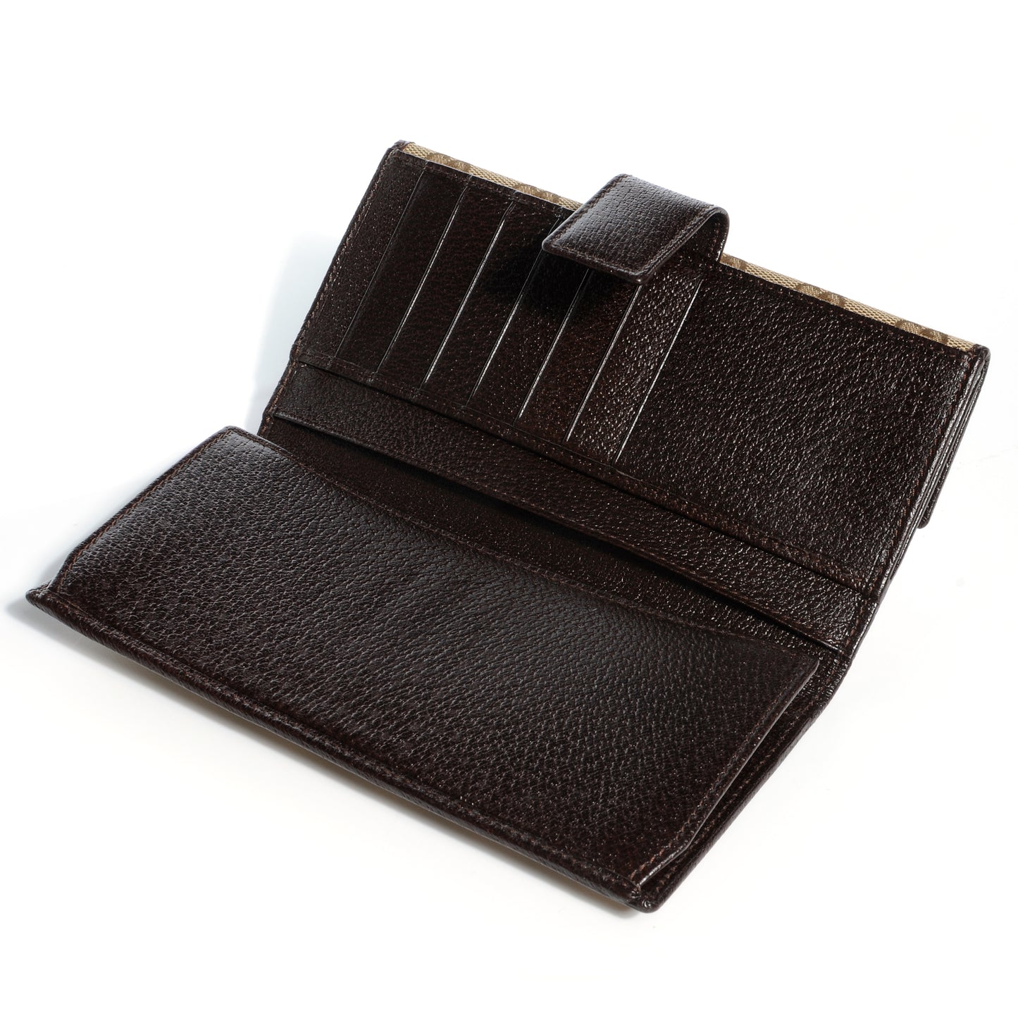 Monogram Metal Bar Continental Flap Wallet Beige Ebony Dark Brown