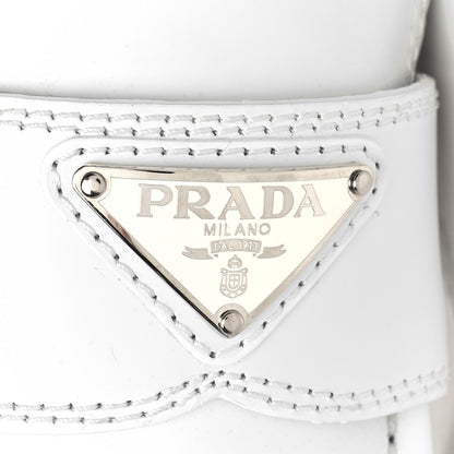 Prada Spazzolato Metal Triangle Logo 50mm Loafers 39.5 White 9 of 10