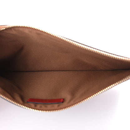 Valentino Garavani Calfskin Leopard Print Large Pouch Tan 4 of 6