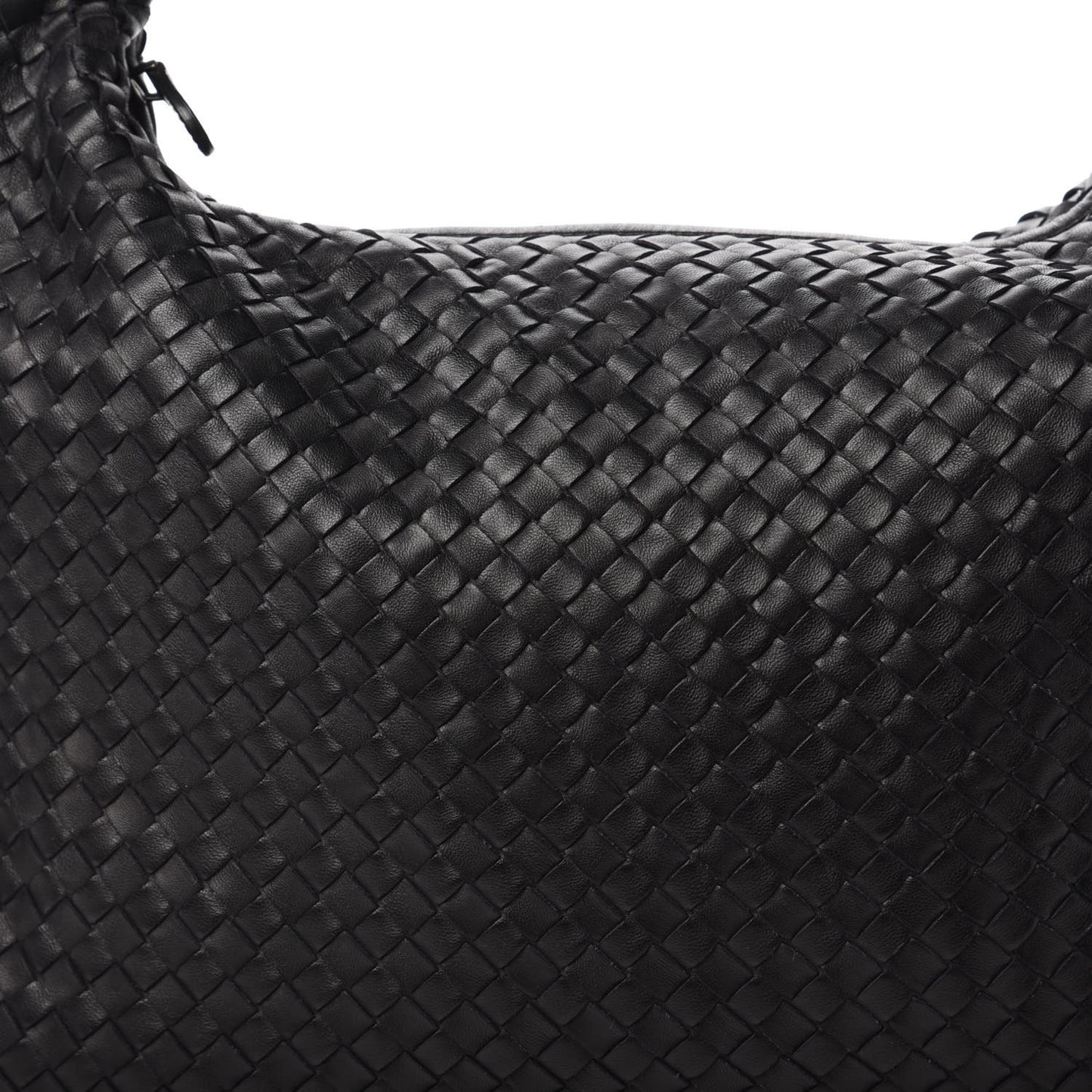 Nappa Intrecciato Veneta Large Fringed Hobo Black
