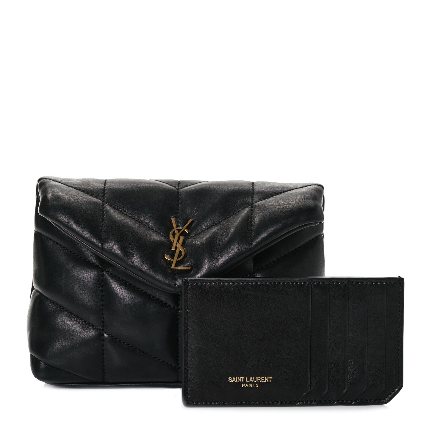 Lambskin Monogram Loulou Puffer Pouch Clutch Black