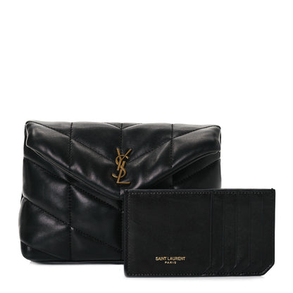 Saint Laurent Lambskin Monogram Loulou Puffer Pouch Clutch Black 1 of 12