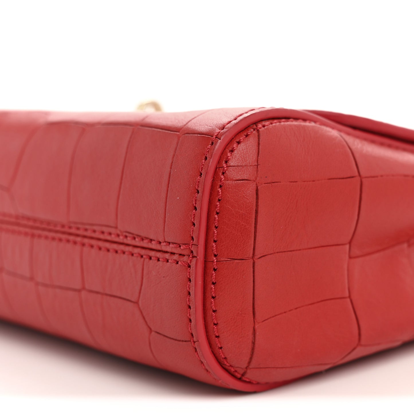 Nappa Crocodile Embossed Small Lily Flap Red