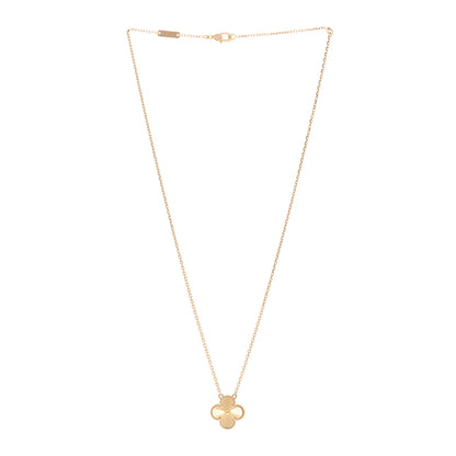 Van Cleef & Arpels 18K Yellow Gold Guilloche Vintage Alhambra Pendant Necklace 3 of 5