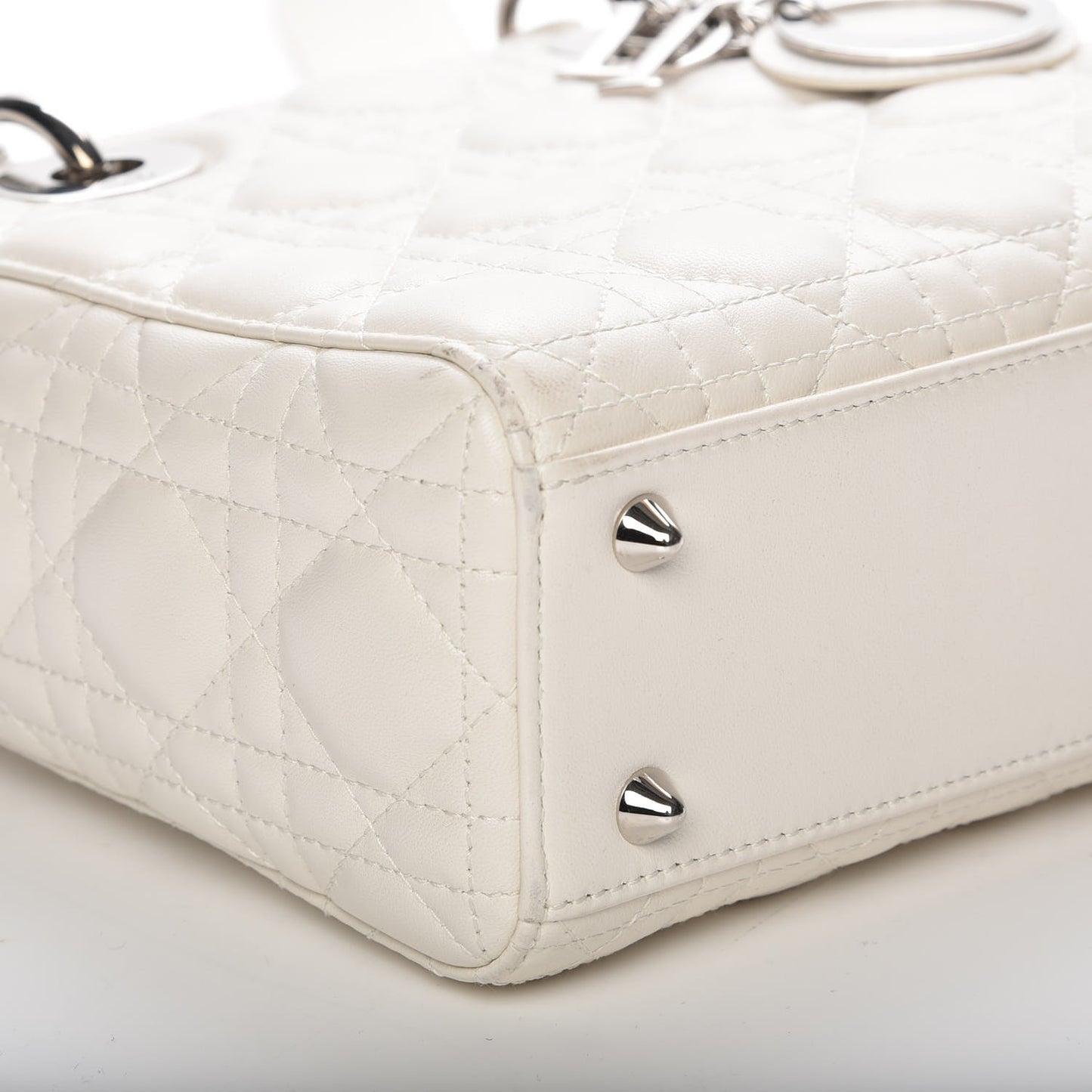 Lambskin Cannage Medium Lady Dior White