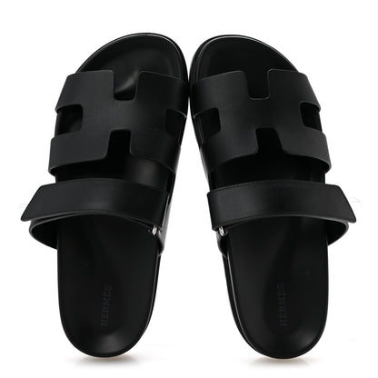 Hermes Calfskin Womens Chypre Sandals 41 Black 2 of 9