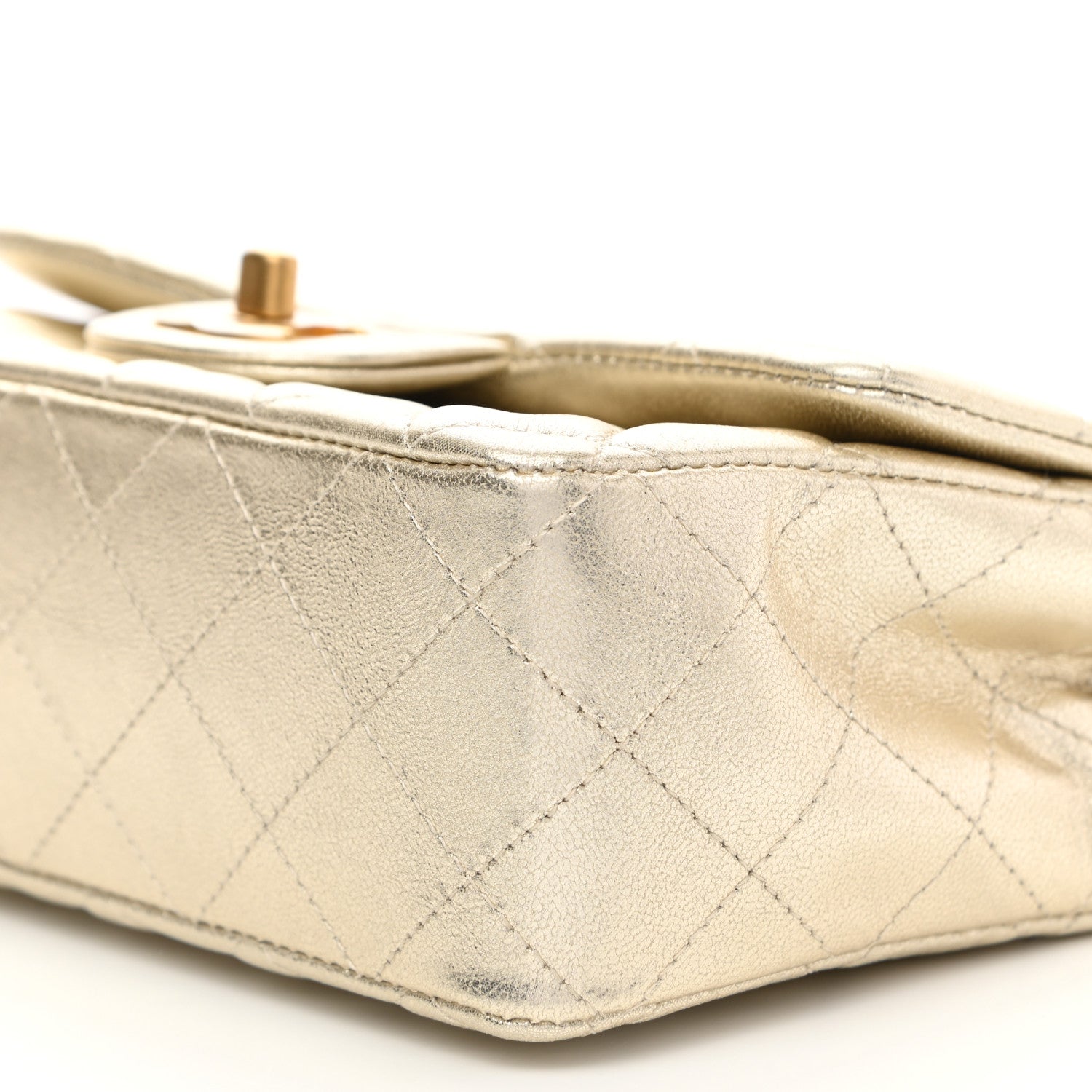 Chanel Metallic Lambskin Quilted Mini Rectangular Flap Gold 9 of 10