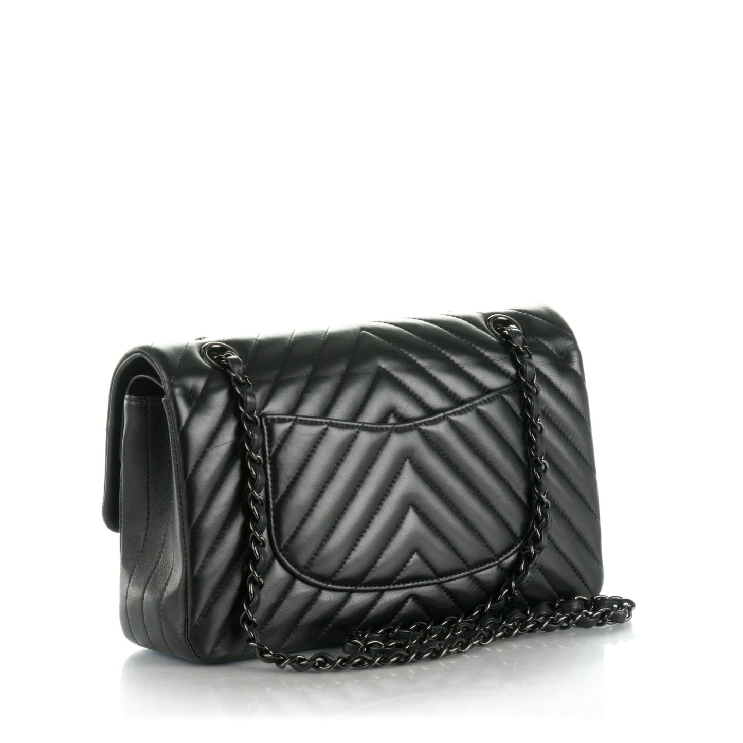 Lambskin Chevron Quilted Medium Double Flap So Black