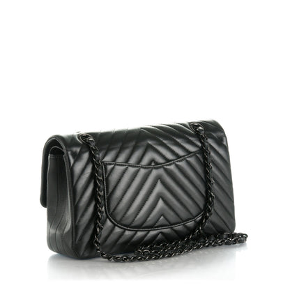 Chanel Lambskin Chevron Quilted Medium Double Flap So Black 4 of 9