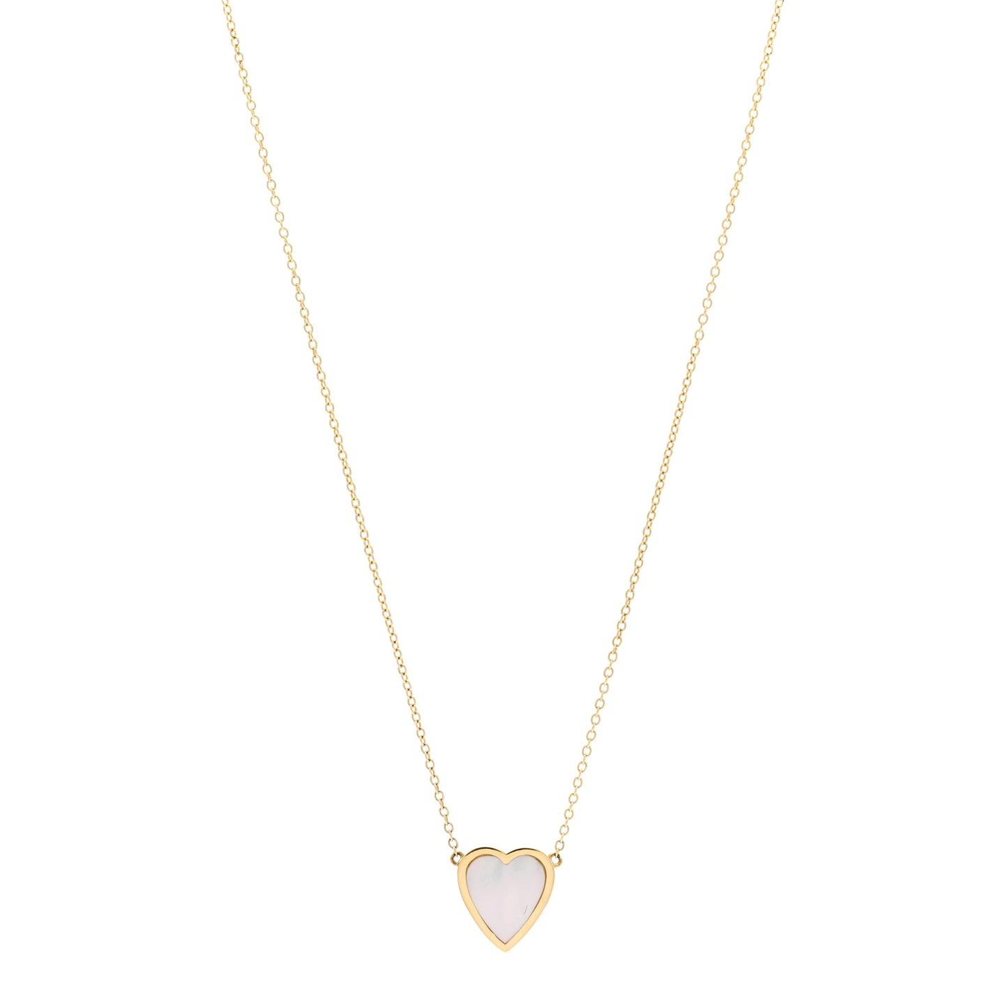 18K Yellow Gold Mother of Pearl Mini Heart Pendant Necklace