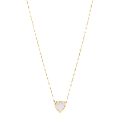 Jennifer Meyer 18K Yellow Gold Mother of Pearl Mini Heart Pendant Necklace 1 of 4