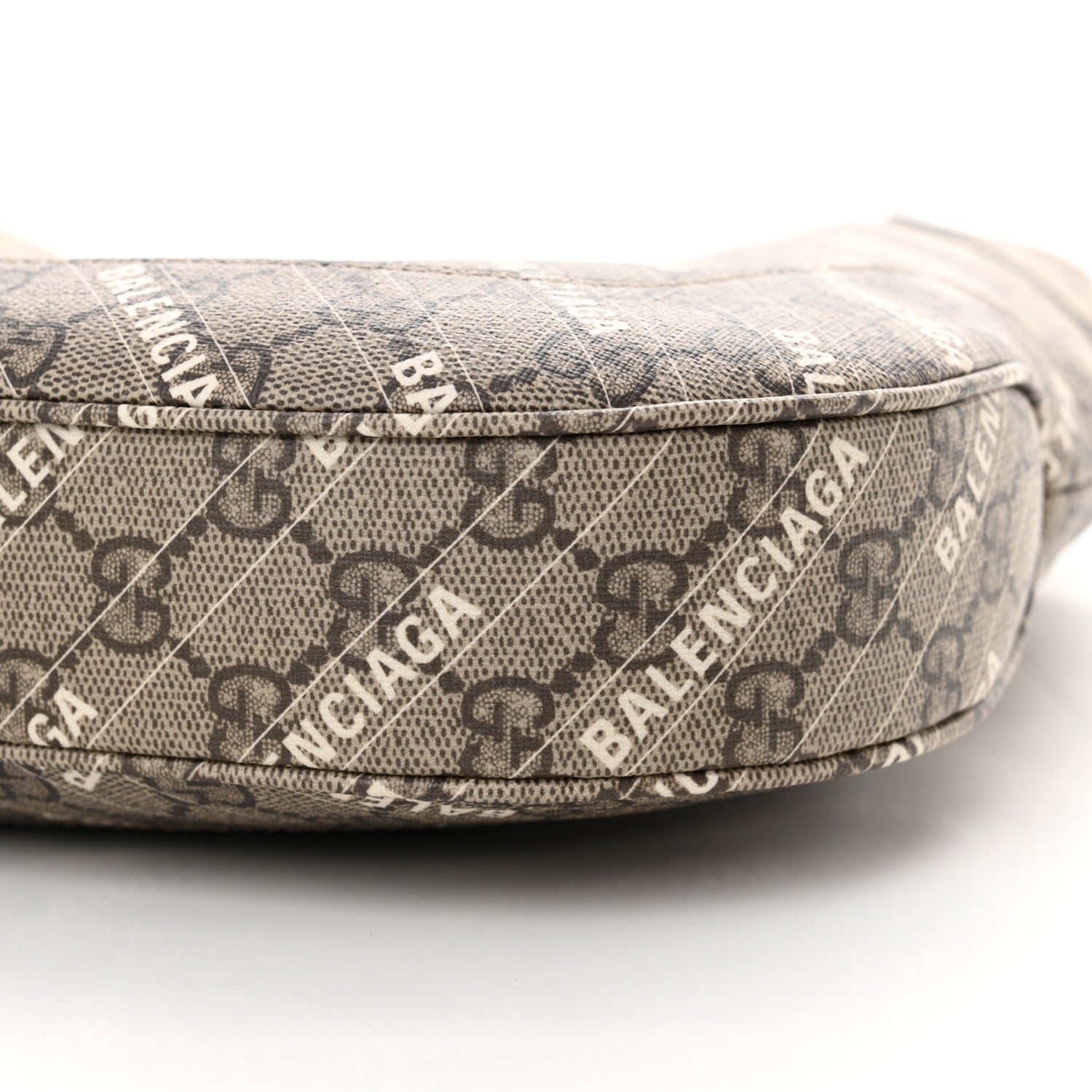 Gucci X BALENCIAGA GG Supreme Monogram Logo Print Medium Jackie 1961 Hobo Beige Ebony 10 of 11
