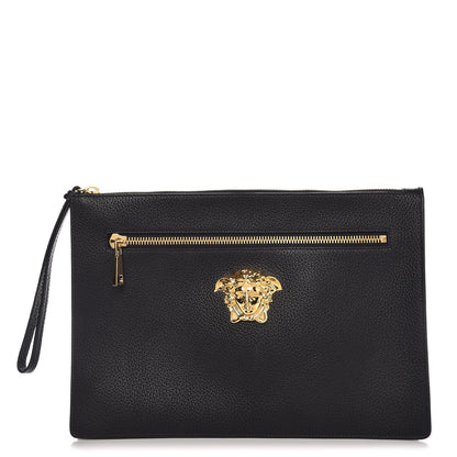 Versace Grained Calfskin Medusa Head Pochette Black 1 of 7