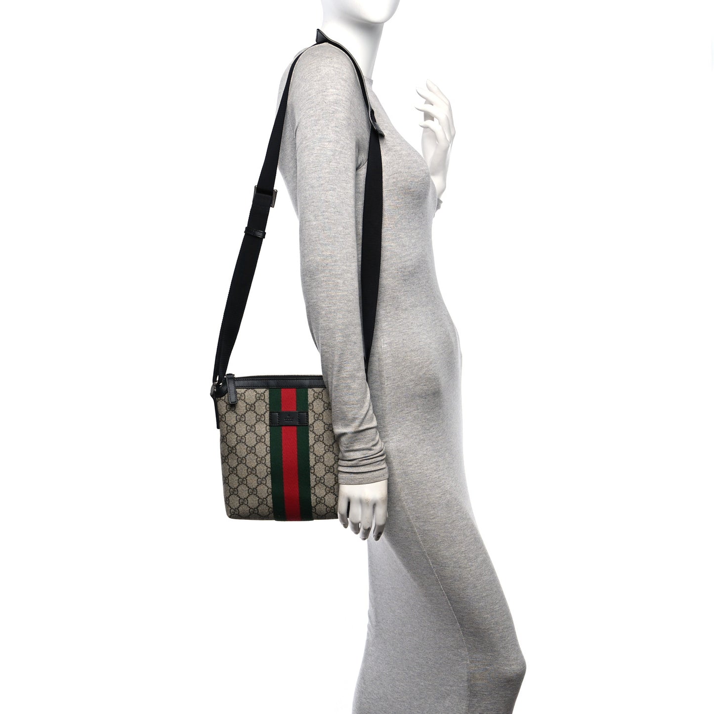 GG Supreme Monogram Web Messenger Bag Black