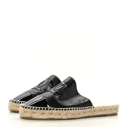 Chanel Iridescent Goatskin Patent CC Espadrille Mules 37 Black 3 of 8