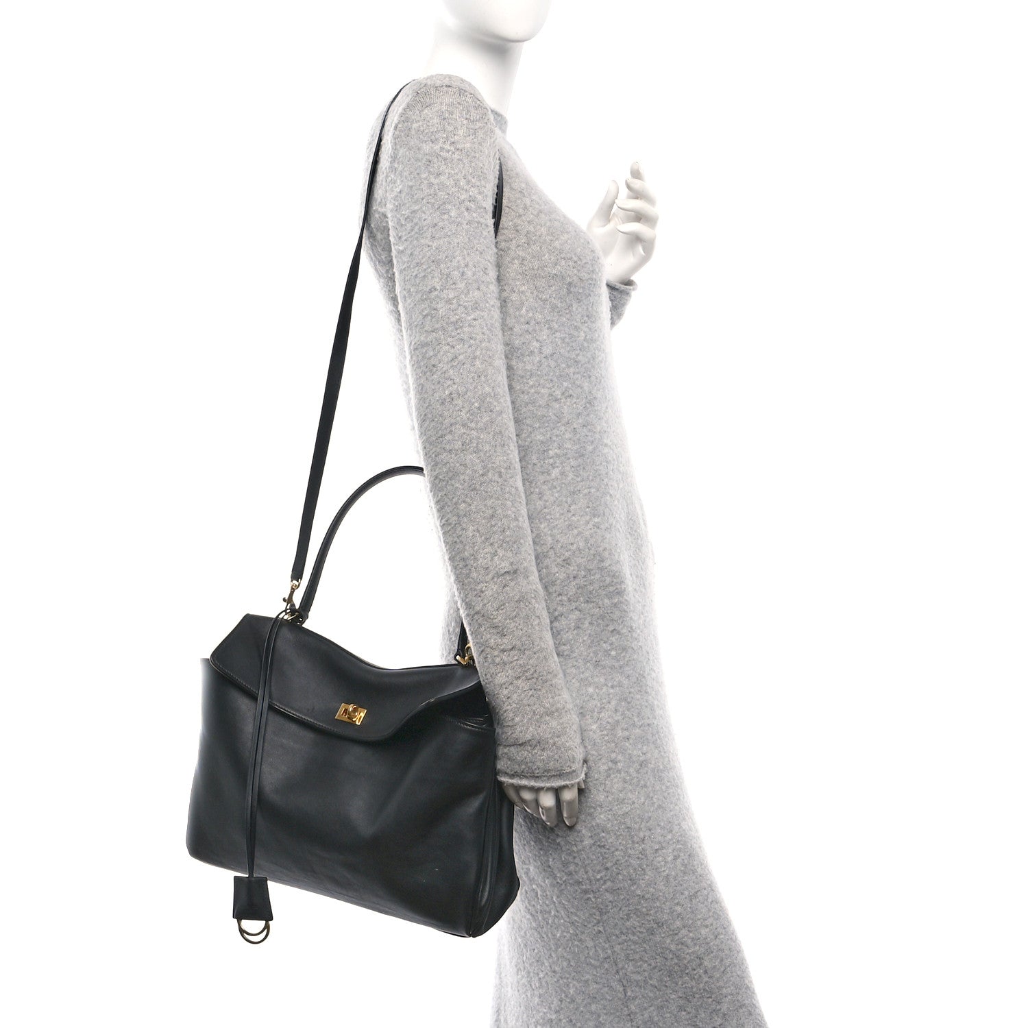 Balenciaga Natural Smooth Calfskin Medium Rodeo Top Handle Handbag Black 2 of 9