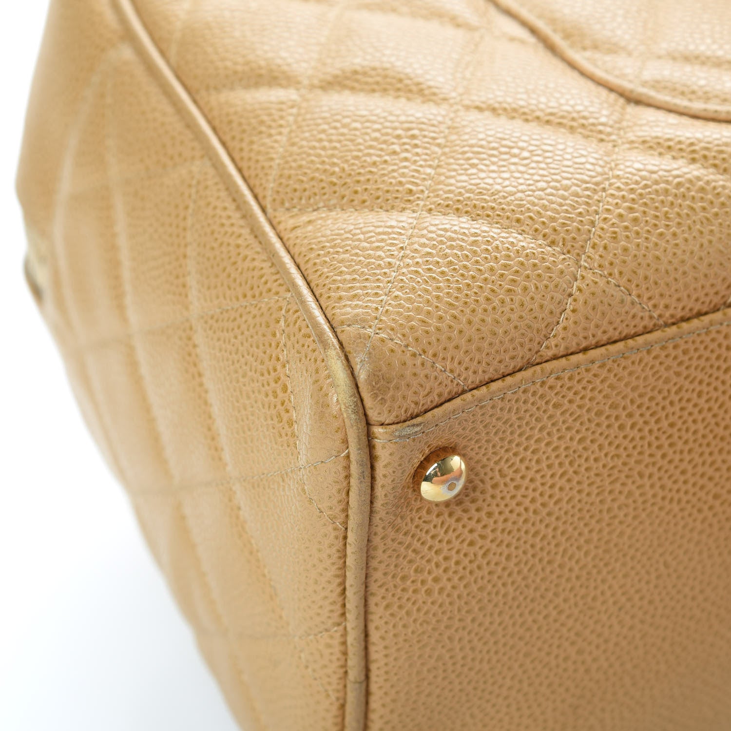 Chanel Caviar Quilted Large Bowler Bag Beige 12 of 20