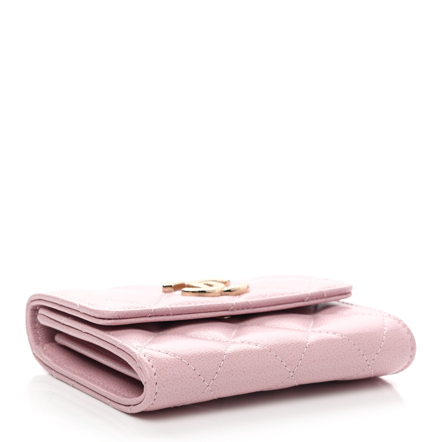 Chanel Caviar Quilted Studded CC Flap Card Holder Light Pink 4 of 9
