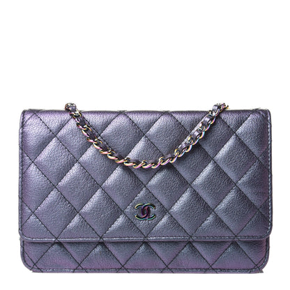 Chanel Iridescent Goatskin Quilted Wallet On Chain WOC Purple 1 of 4