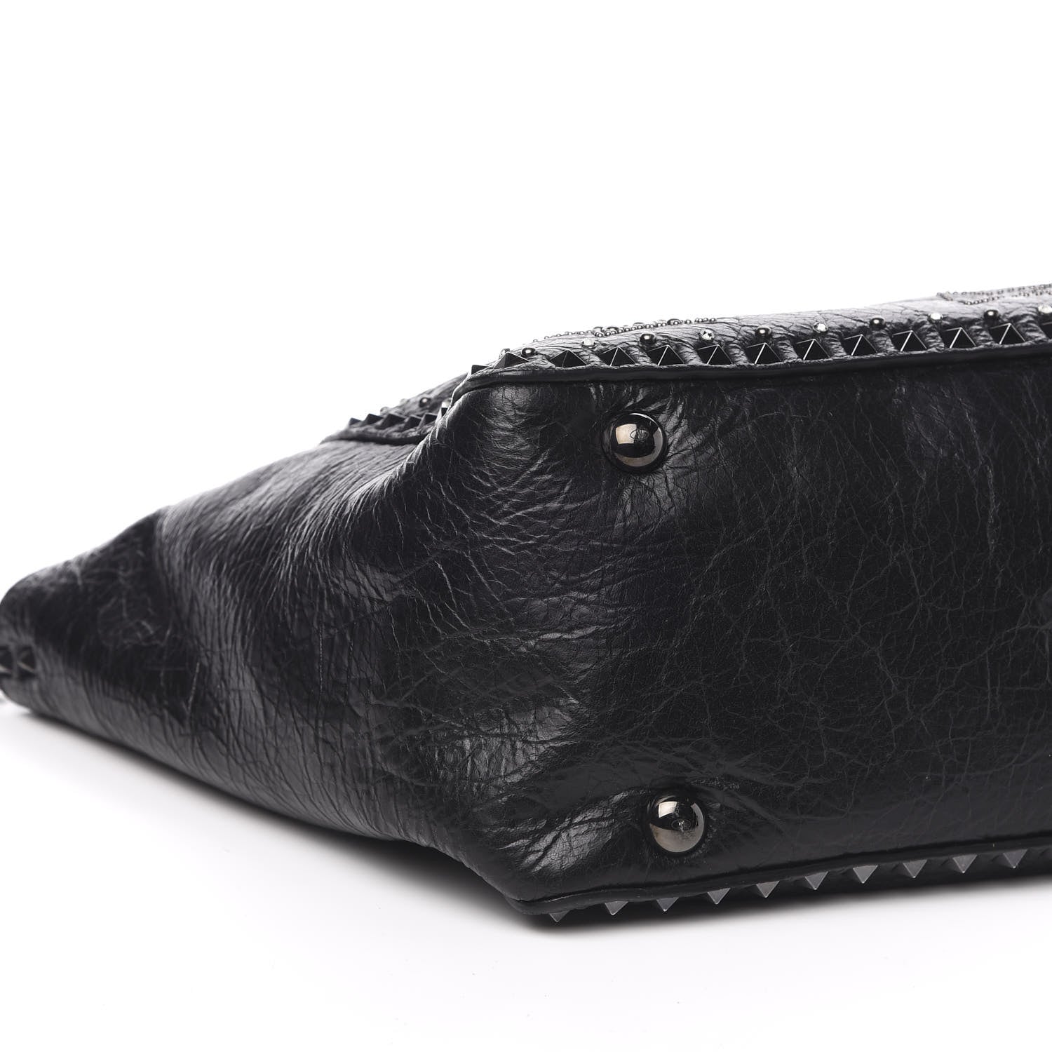 Valentino Garavani Craquele Calfskin Star Studded Medium Rockstud Tote Black 9 of 11