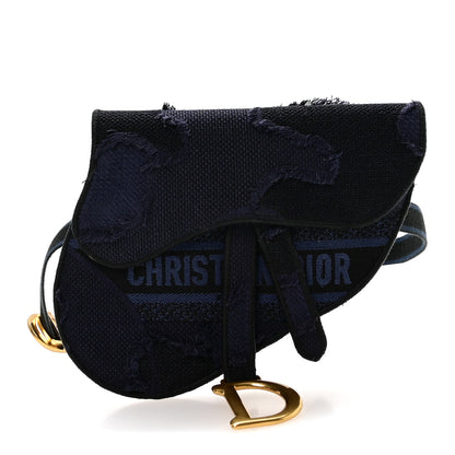 Christian Dior Canvas Embroidered Camouflage Saddle Belt Bag Blue 1 of 9