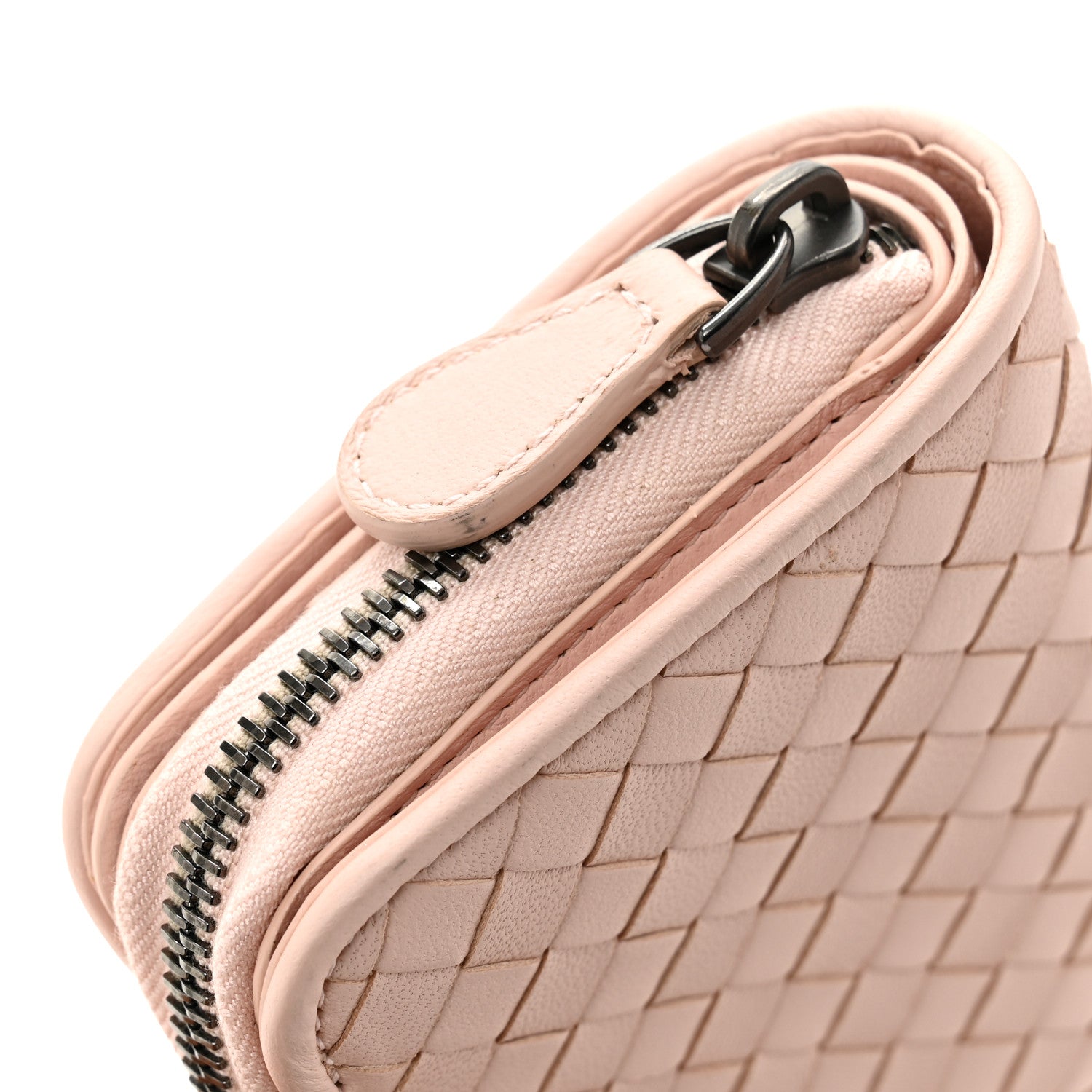 Bottega Veneta Nappa Intrecciato Small Bi-Fold Zip Wallet Pink