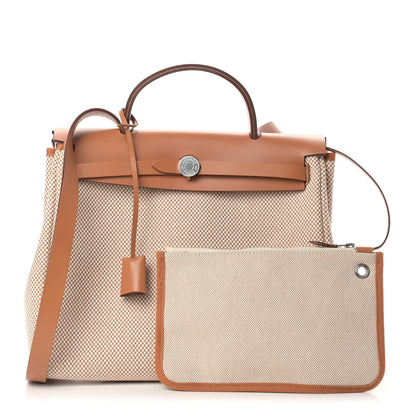 Hermes Vache Hunter Criss Viking Herbag Zip Retourne 31 PM Ecru Beige Naturel 1 of 10