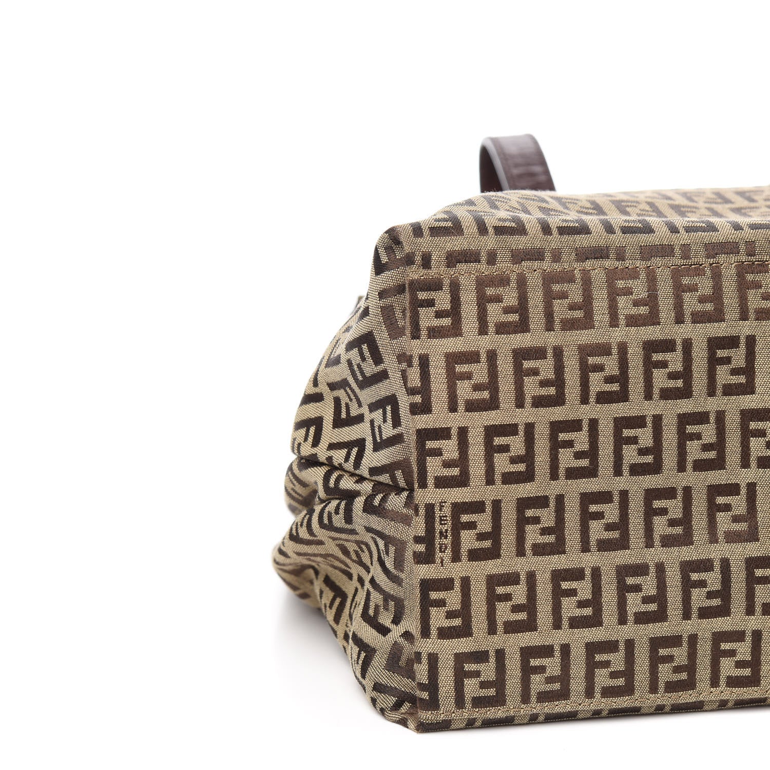 Fendi Zucchino Vitello Shoulder Bag Mogano Panna Bruciato 7 of 9