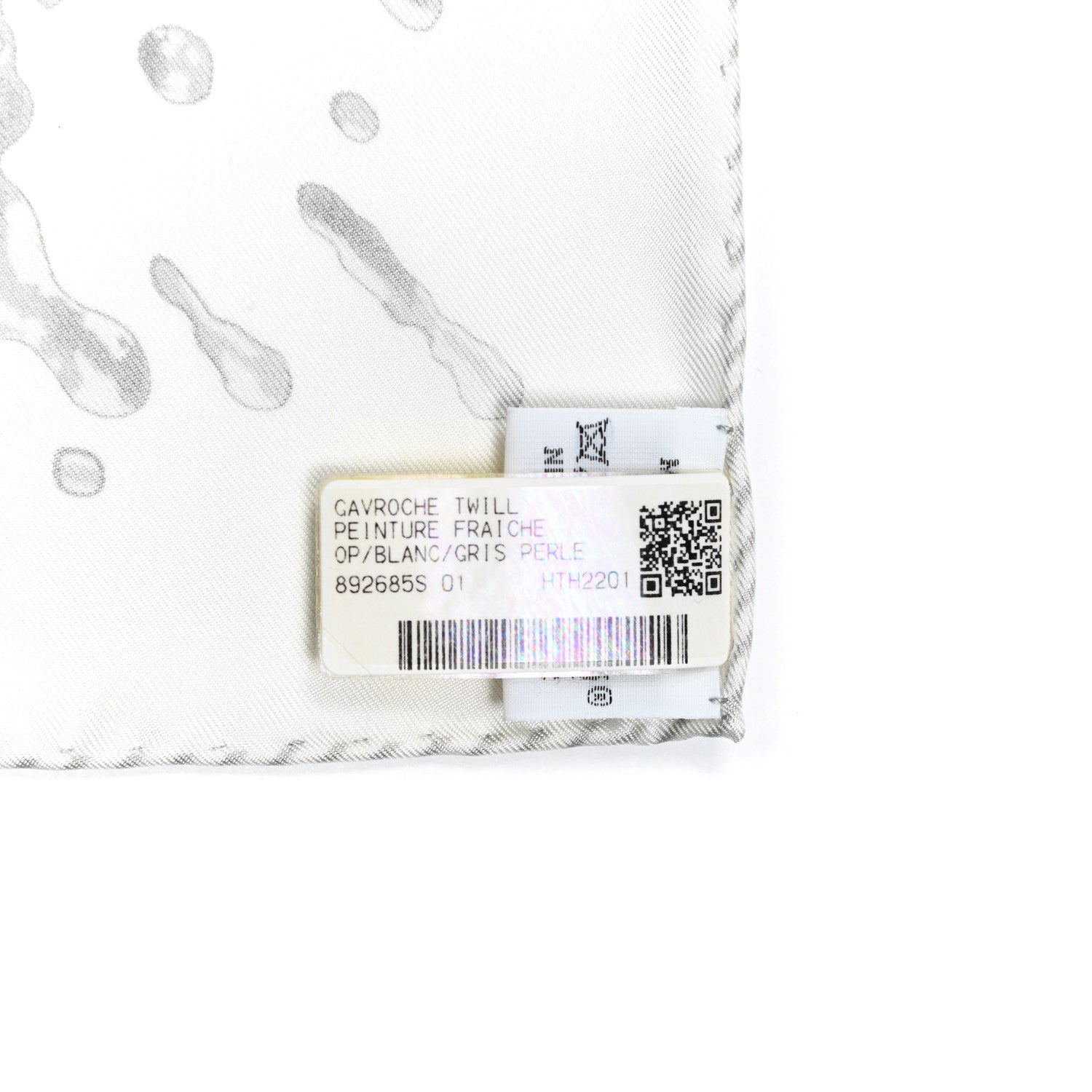 Hermes Silk Peinture Fraiche Pocket Square White Gris Perle 3 of 5